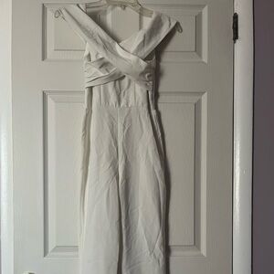 White off the shoulder jumpsuit